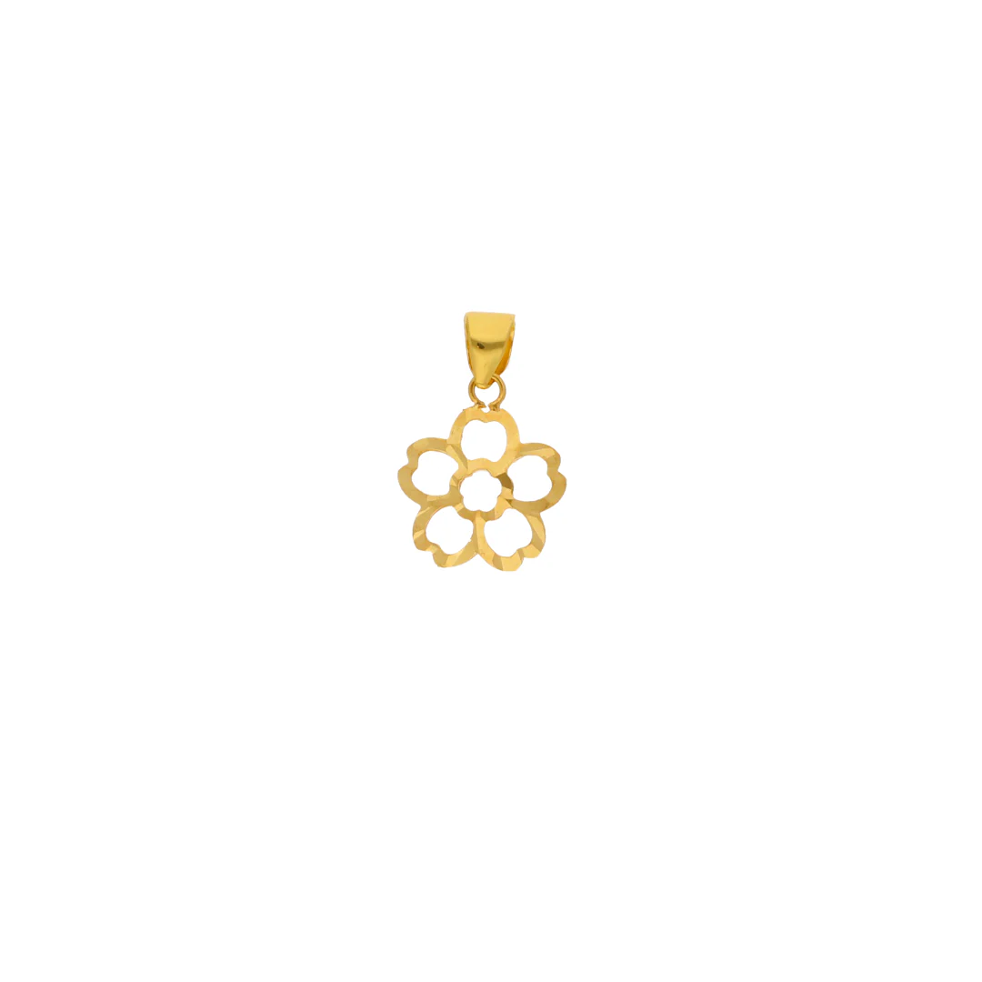 Gold Hollow Flower Shaped Pendant 18KT - FKJPND18KU6423 - Image 2
