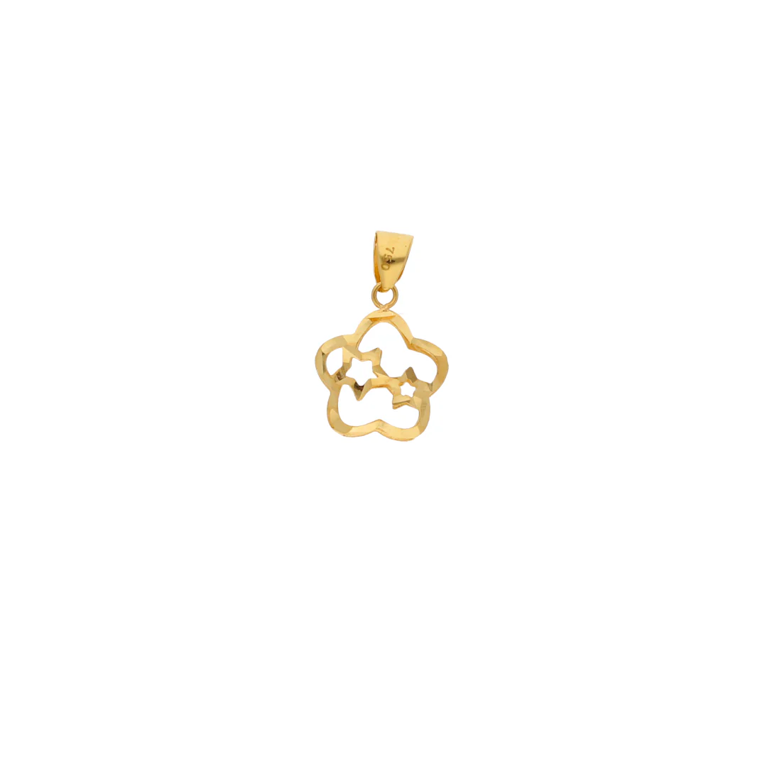 Gold Hollow Flower Shaped Pendant 18KT - FKJPND18KU6426 - Image 2