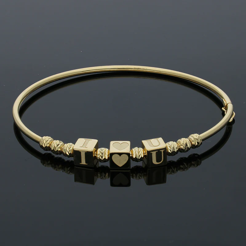 Gold I Love You Bangle in 18KT - FKJBNG18KU2002 - Image 4