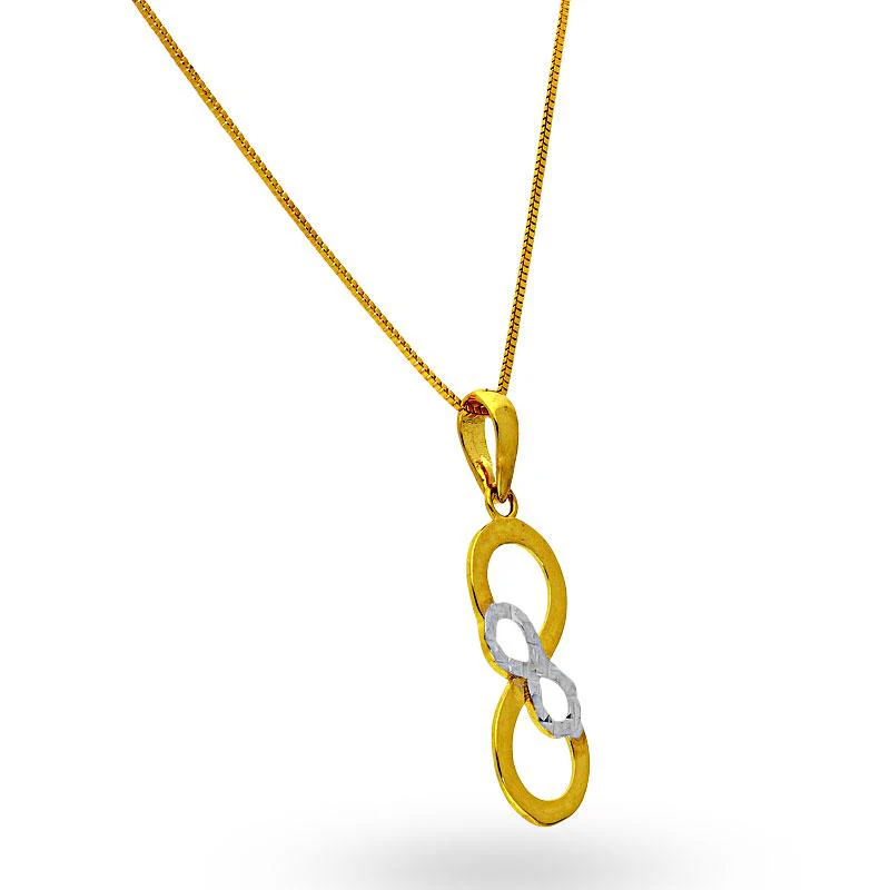 Gold Infinity Pendant Set (Necklace, Earrings and Ring) 18KT - FKJNKLST18K2121 - Image 3