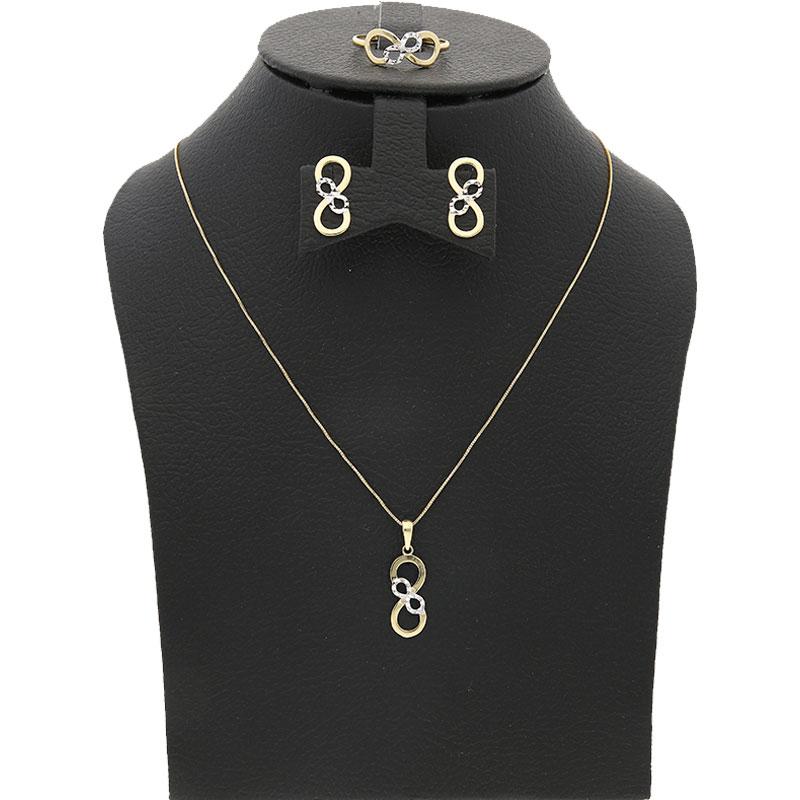 Gold Infinity Pendant Set (Necklace, Earrings and Ring) 18KT - FKJNKLST18K2121 - Image 8