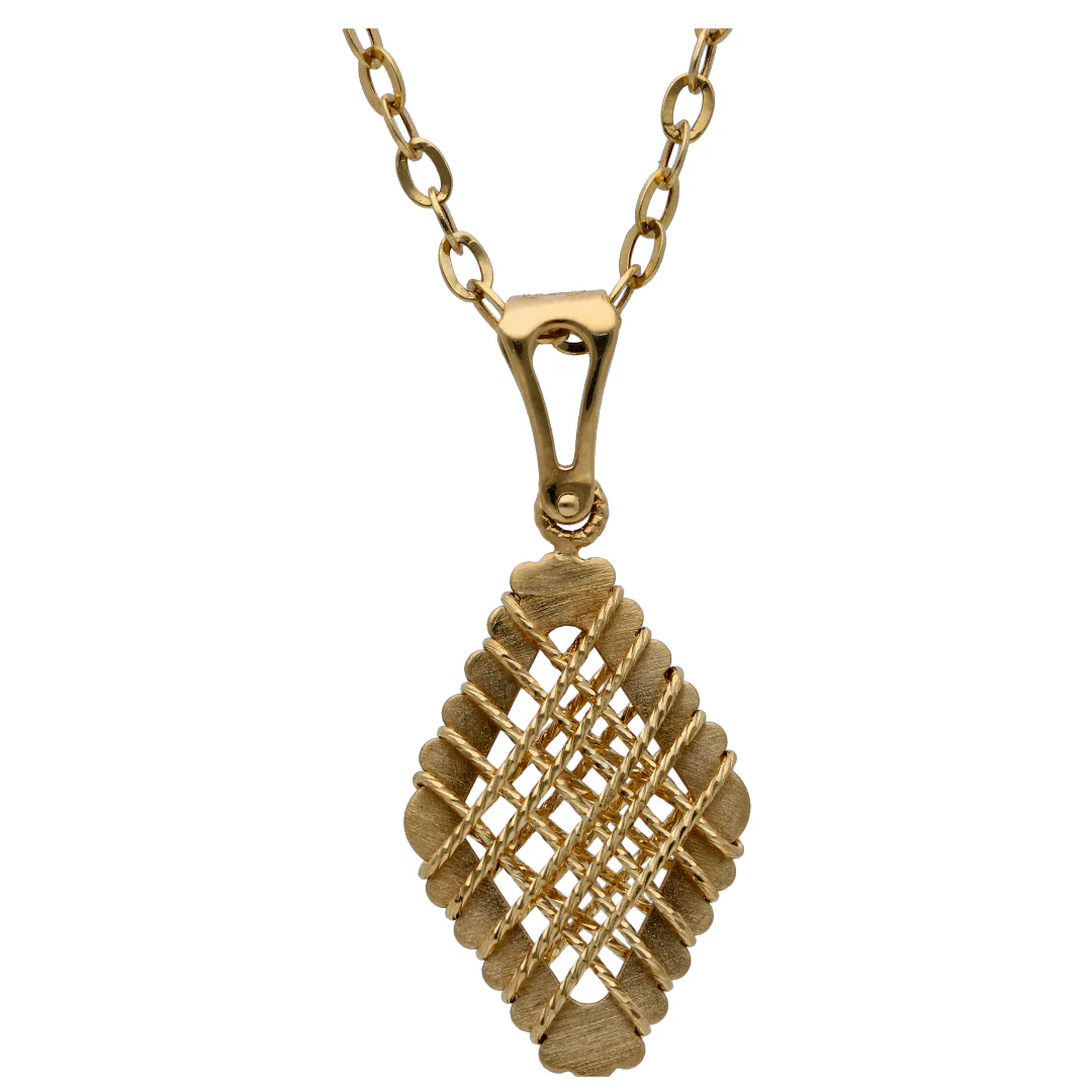 Gold Intricate Rectangle Shaped Pendant Set 18KT - FKJNKLST18KU6504 - Image 2