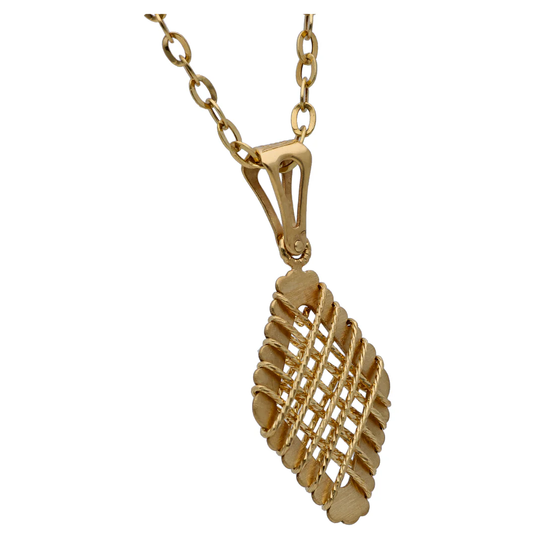 Gold Intricate Rectangle Shaped Pendant Set 18KT - FKJNKLST18KU6504 - Image 3