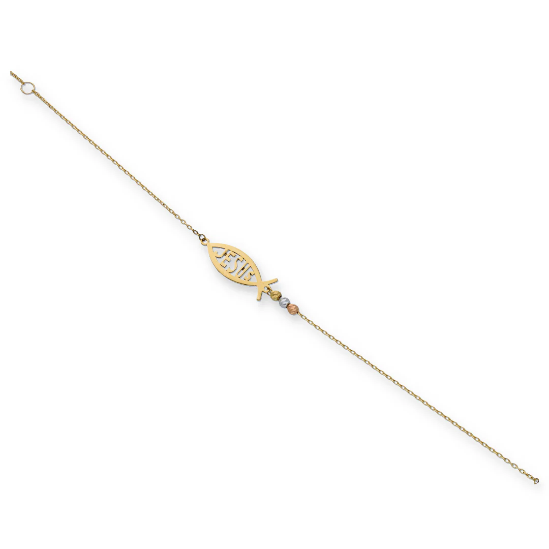 Gold Jesus Fish Bracelet 18KT - FKJBRL18KU6119 - Image 2