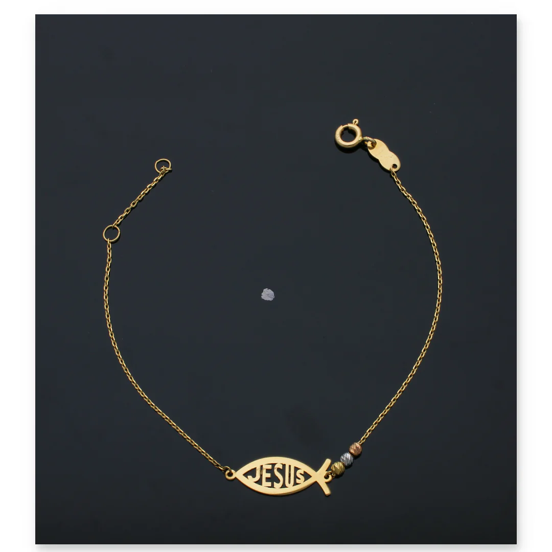 Gold Jesus Fish Bracelet 18KT - FKJBRL18KU6119 - Image 3