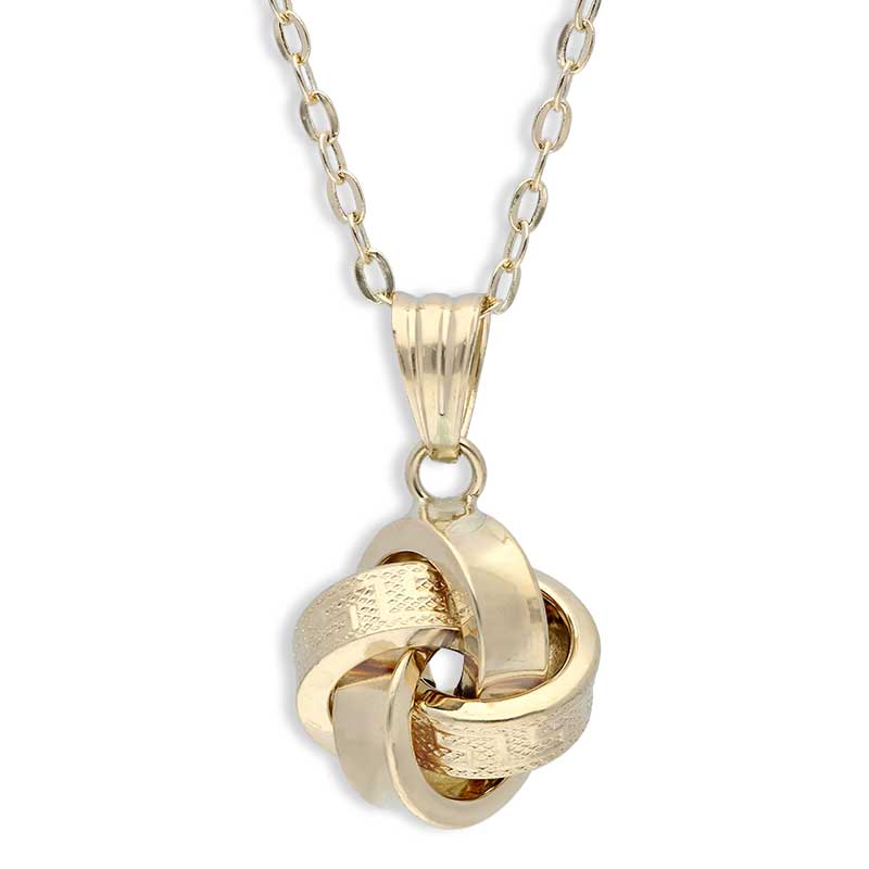 Gold Knot Pendant Set (Necklace and Earrings) 18KT - FKJNKLST18KU2036 - Image 2