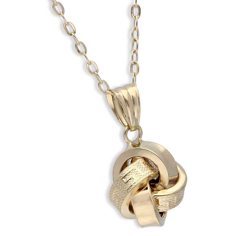 Gold Knot Pendant Set (Necklace and Earrings) 18KT - FKJNKLST18KU2036 - Image 3