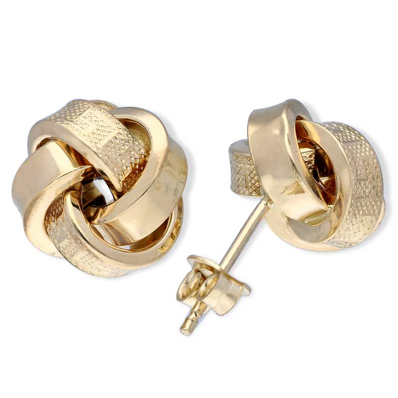 Gold Knot Pendant Set (Necklace and Earrings) 18KT - FKJNKLST18KU2036 - Image 5
