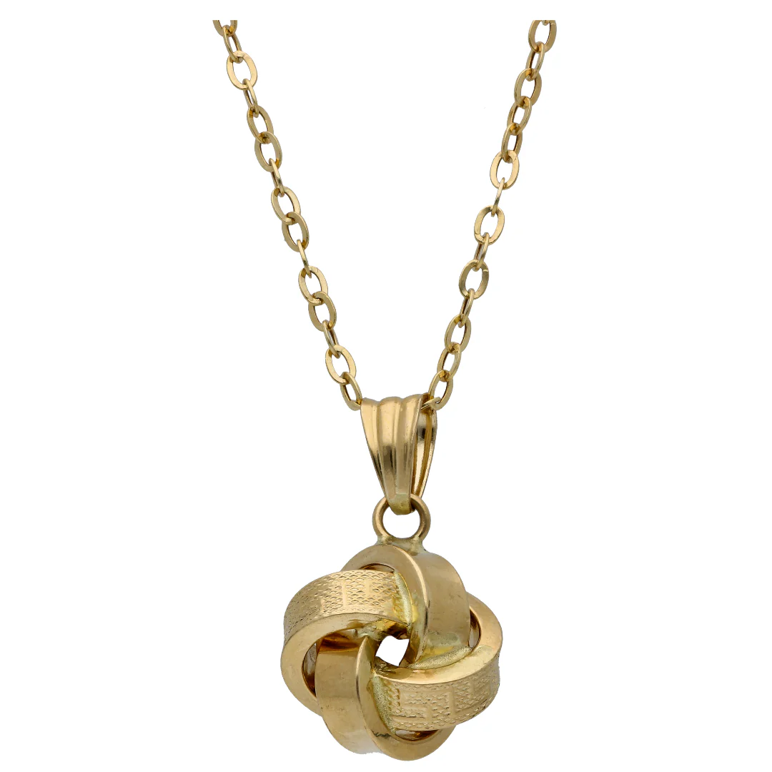 Gold Knot Shaped Pendant Set 18KT - FKJNKLST18KU6485 - Image 2