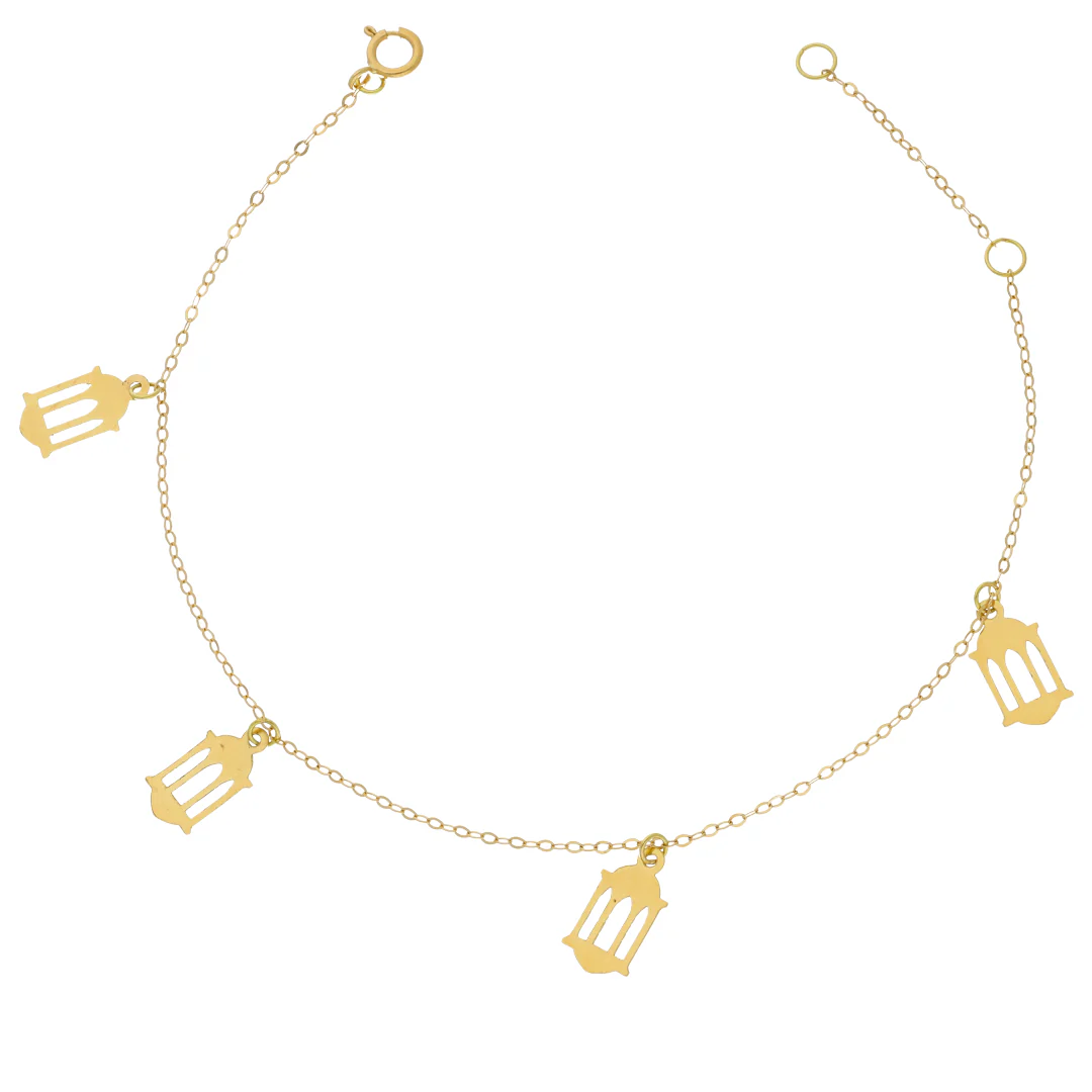 Gold Lantern Shaped Charms Bracelet 18KT - FKJBRL18KU6428 - Image 3