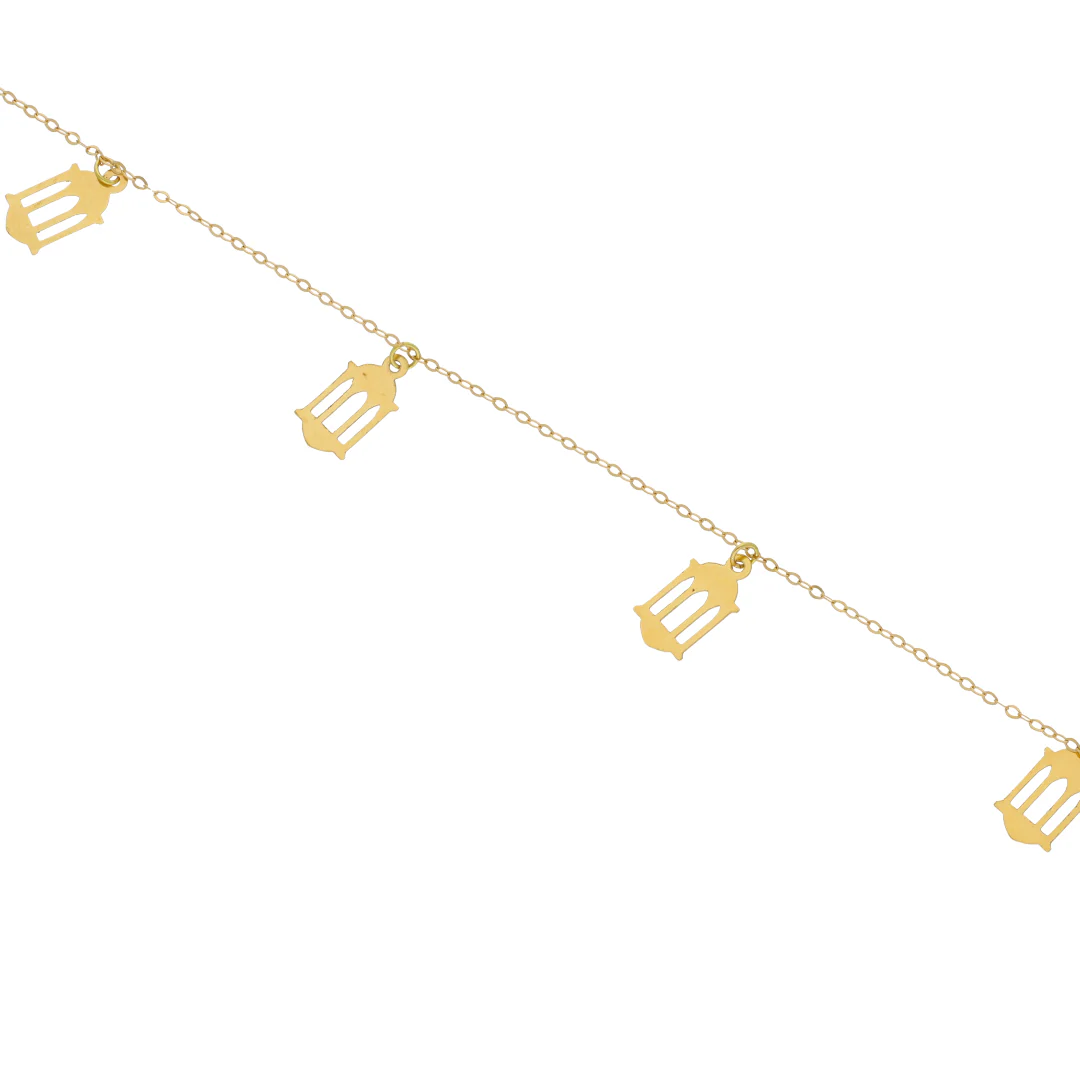 Gold Lantern Shaped Charms Bracelet 18KT - FKJBRL18KU6428 - Image 4