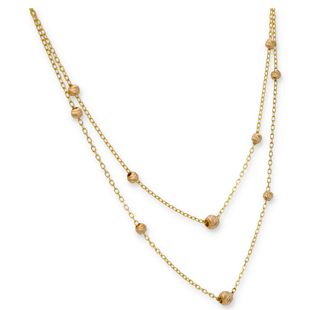 Gold Layered Necklace (Chain With Beads) 21KT - FKJNKL21KU6366 - Image 2