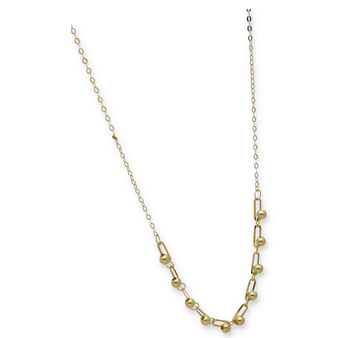 Gold Necklace (Beads In Middle) 18KT - FKJNKL18KU6335 - Image 2