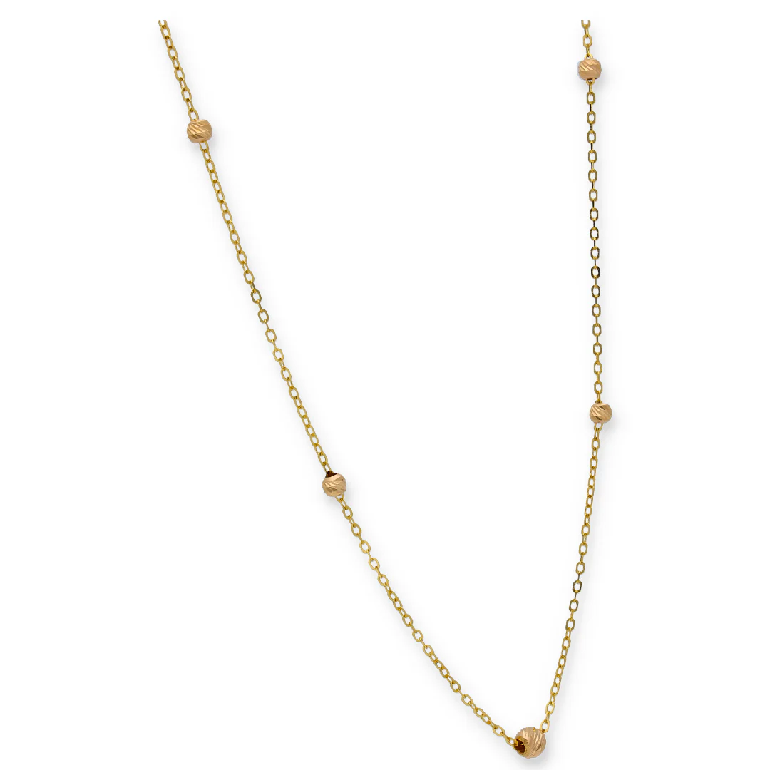 Gold Necklace (Chain With Beads) 21KT - FKJNKL21KU6367 - Image 2