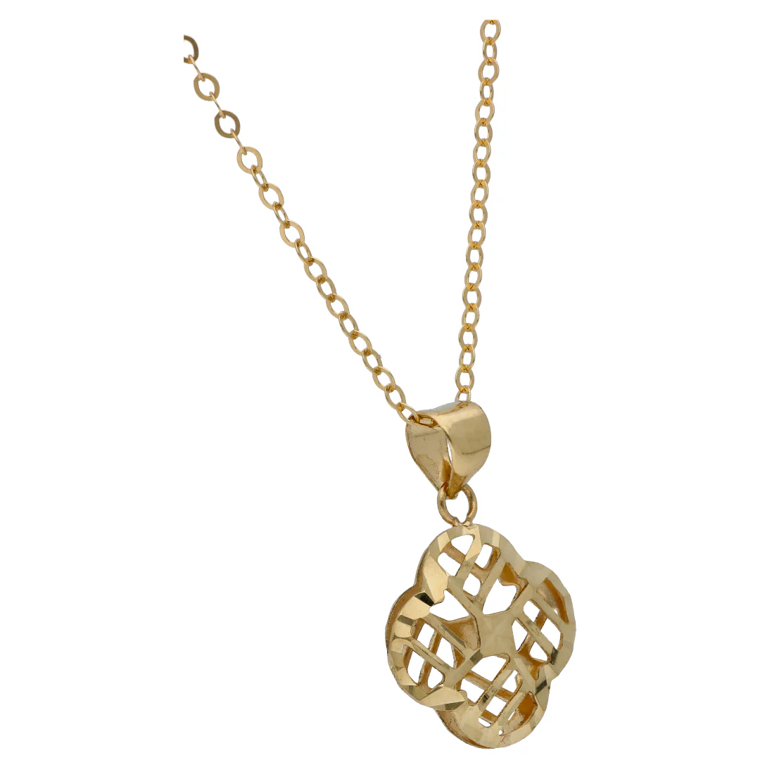 Gold Necklace (Chain with Clover Shaped Pendant) 18KT - FKJNKL18KU6537 - Image 2