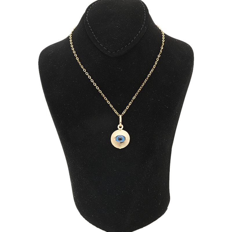 Gold Necklace (Chain with Evil Eye Pendant) 18KT - FKJNKL1834 - Image 3