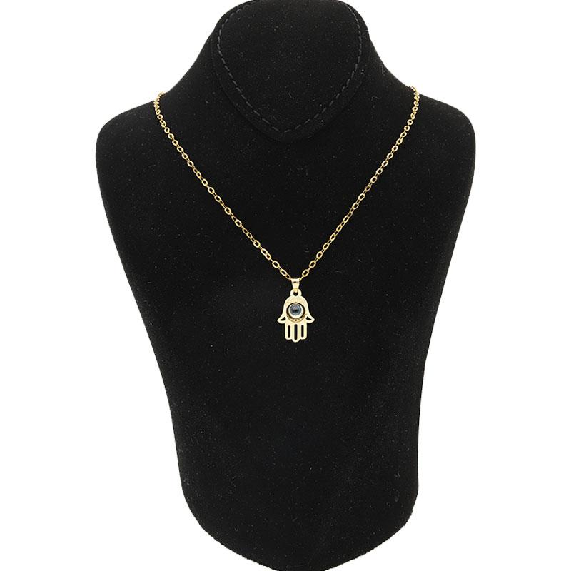 Gold Necklace (Chain with Hamsa Hand Pendant) 18KT - FKJNKL1678 - Image 3
