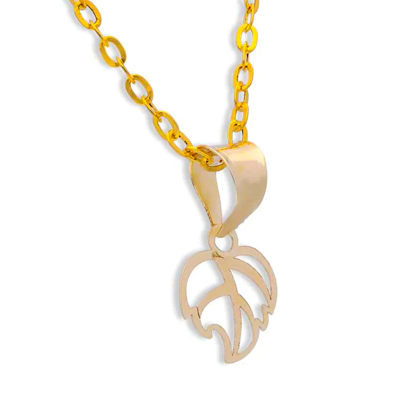 Gold Necklace (Chain with Palm Leaf Pendant) 18KT - FKJNKL18KU1040 - Image 2