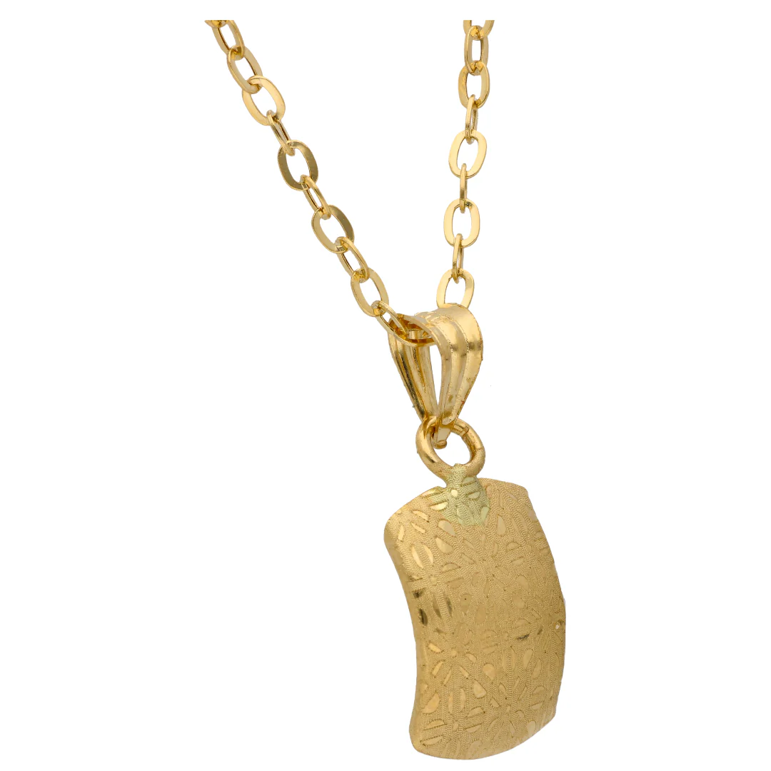 Gold Necklace (Chain with Rectangle Shaped Pendant) 18KT - FKJNKL18KU6611 - Image 3