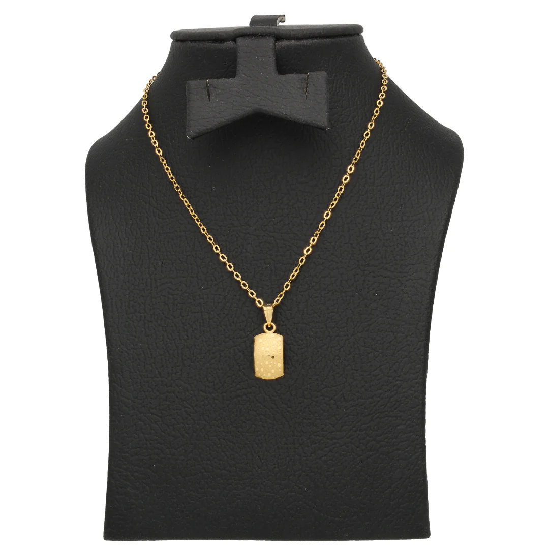 Gold Necklace (Chain with Rectangle Shaped Pendant) 18KT - FKJNKL18KU6612