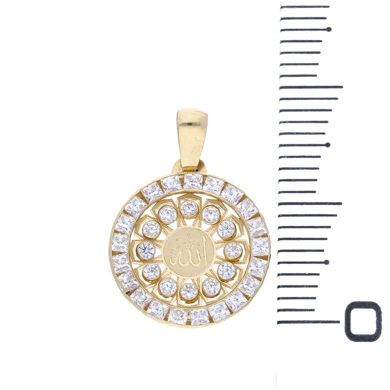 Gold Necklace (Chain with Round Shaped Allah Pendant) 18KT - FKJNKL18KU1073 - Image 4