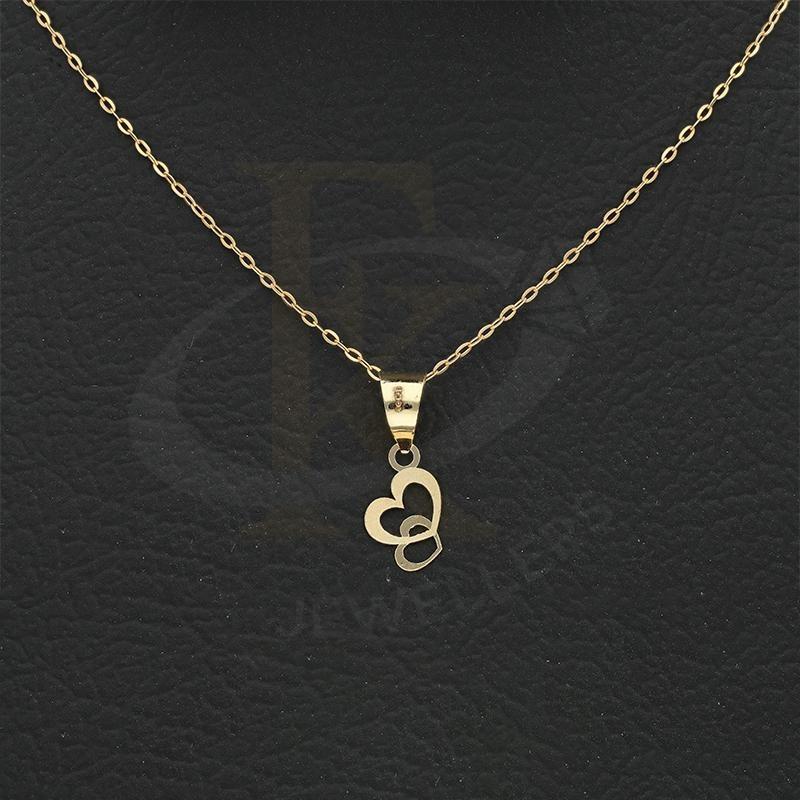 Gold Necklace (Chain with Twin Hearts Pendant) 18KT - FKJNKL18K2335 - Image 3