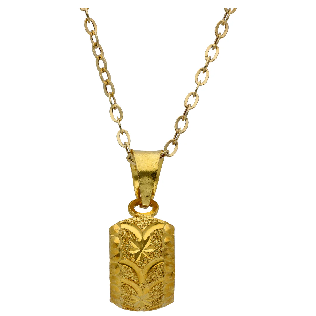 Gold Rectangle Shaped Pendant Set 18KT - FKJNKLST18KU6506 - Image 2