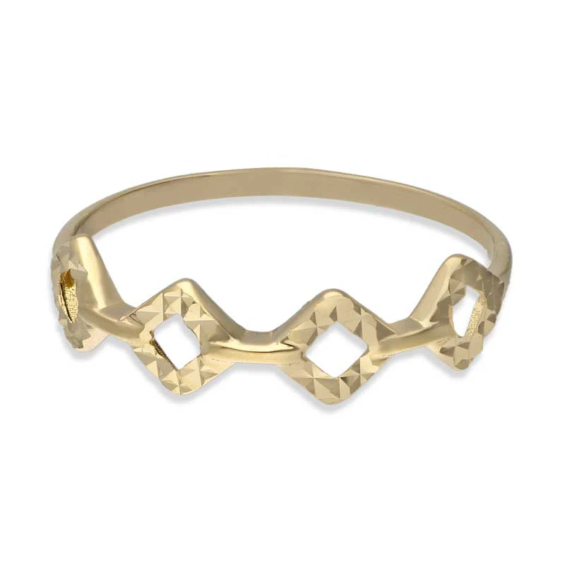 Gold Rhombus Shaped Ring 18KT - FKJRN18KU2021 - Image 2