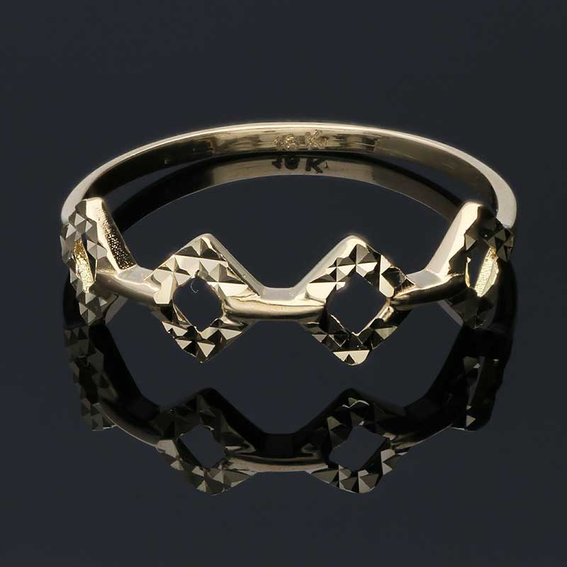 Gold Rhombus Shaped Ring 18KT - FKJRN18KU2021 - Image 7