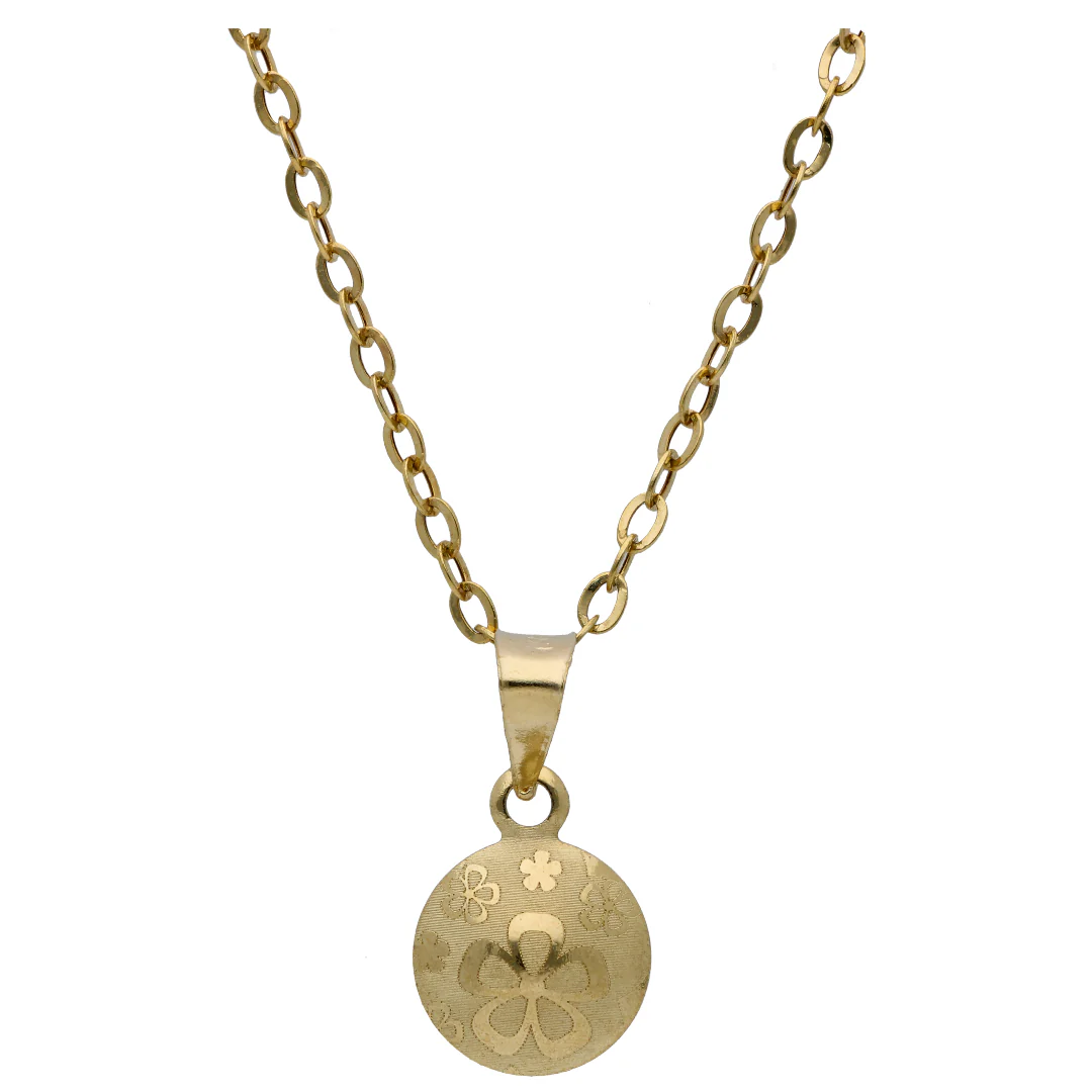 Gold Round Shaped Pendant Set 18KT - FKJNKLST18KU6465 - Image 2