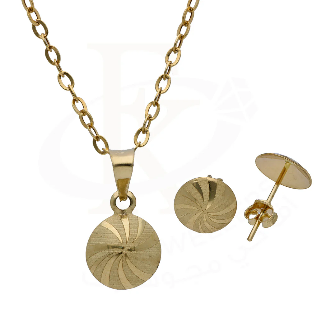 Gold Round Shaped Pendant Set 18KT - FKJNKLST18KU6502