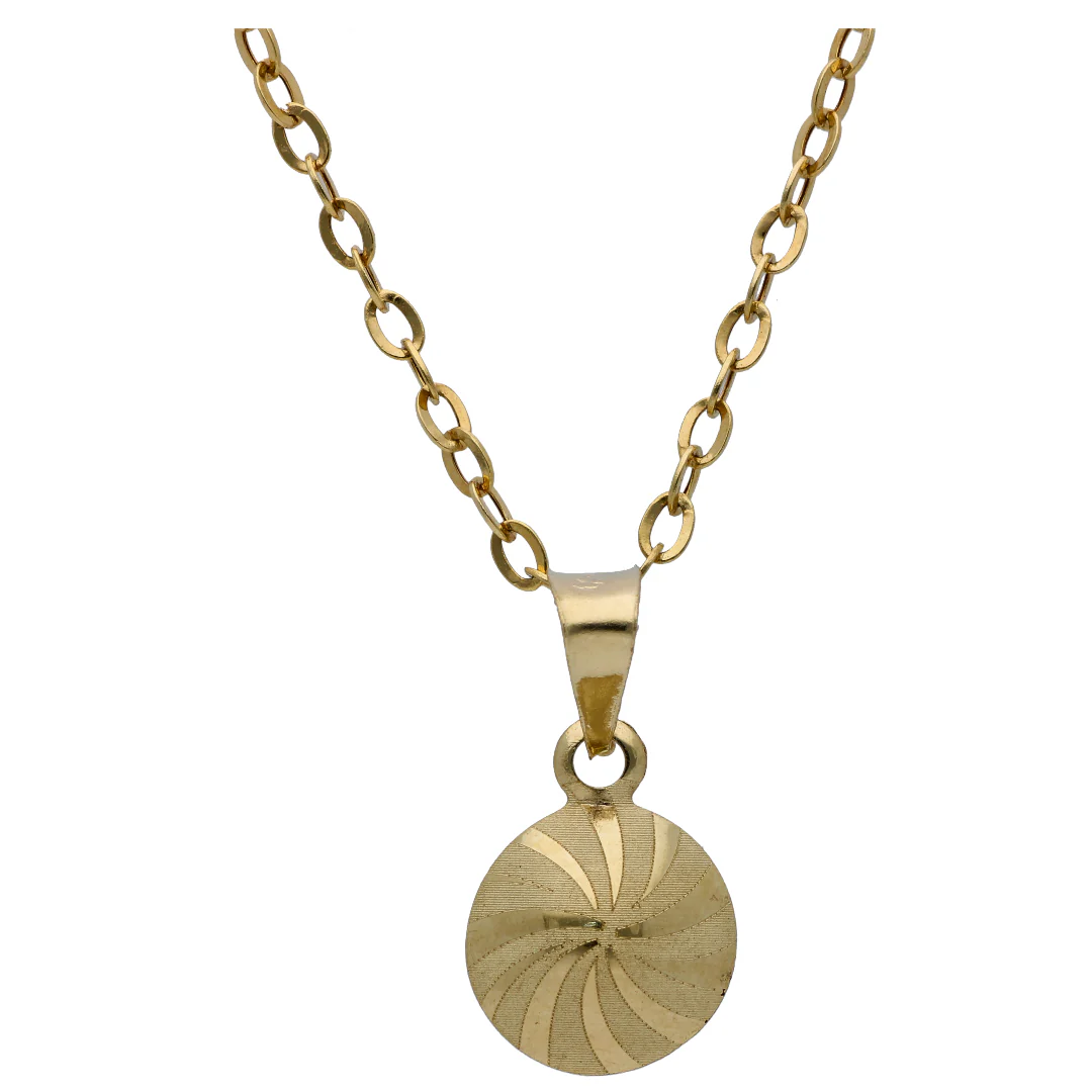 Gold Round Shaped Pendant Set 18KT - FKJNKLST18KU6502 - Image 2