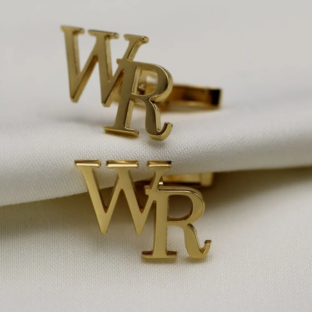 Gold & Silver Personalised Double Letter Cufflink - FKJCFLU6277 - Image 4