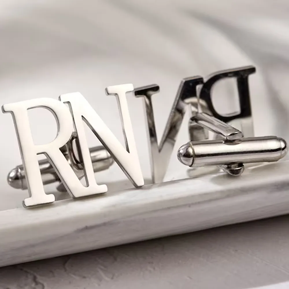 Gold & Silver Personalised Double Letter Cufflink - FKJCFLU6277 - Image 6