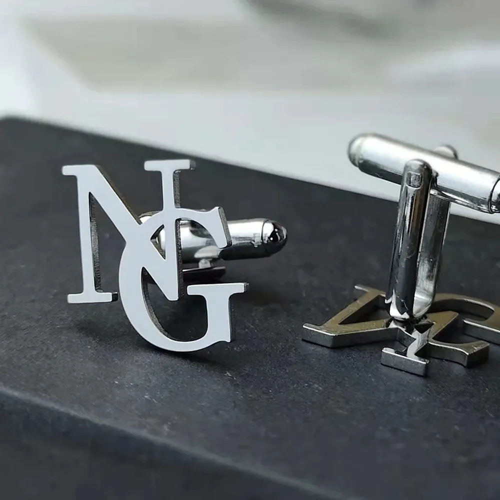 Gold & Silver Personalised Double Letter Cufflink - FKJCFLU6277 - Image 7