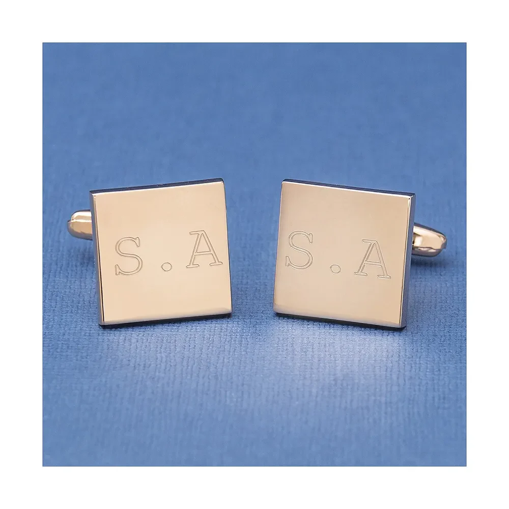Gold & Silver Personalised Engraved Square Shape Cufflink - FKJCFLU6280 - Image 7