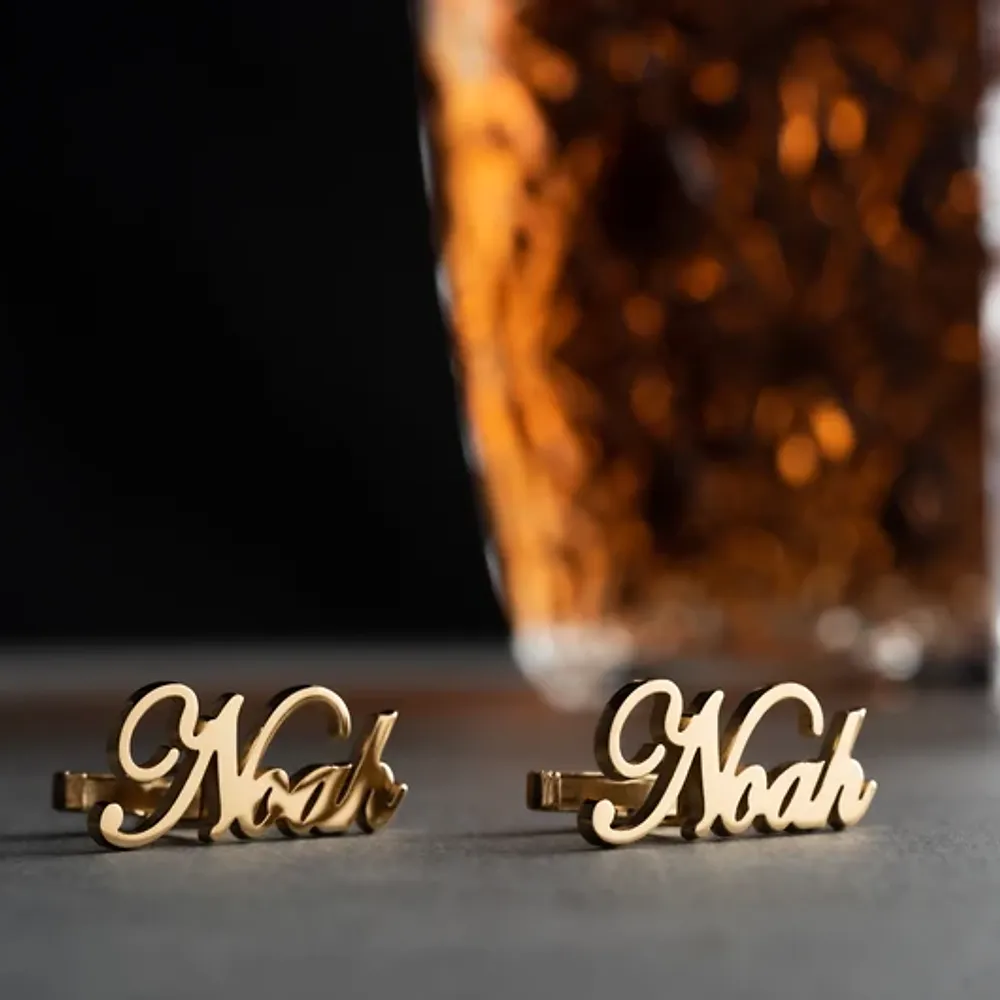 Gold & Silver Personalised Name Cutting Cufflink - FKJCFLU6279 - Image 5