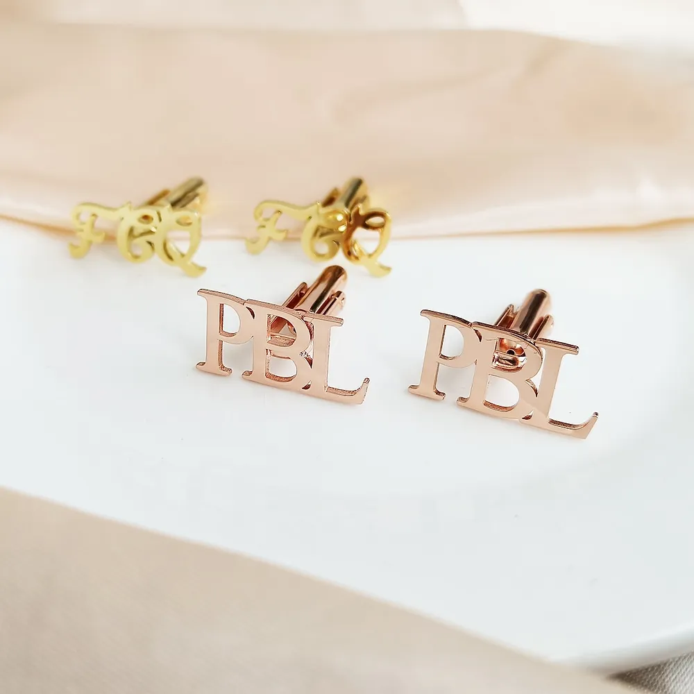 Gold & Silver Personalised Name Cutting Cufflink - FKJCFLU6279 - Image 8