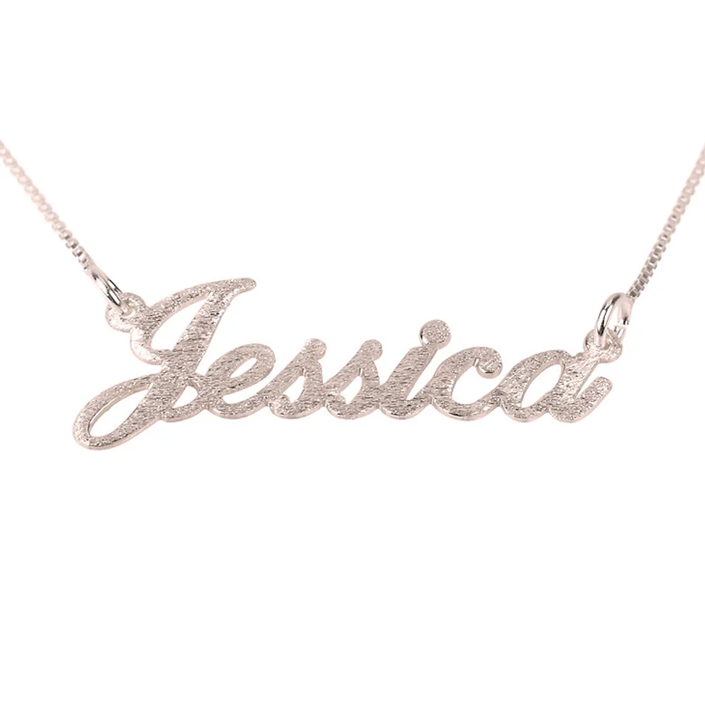 Gold & Silver Personalized Brushed Name Necklace - FKJNKLU6181 - Image 2