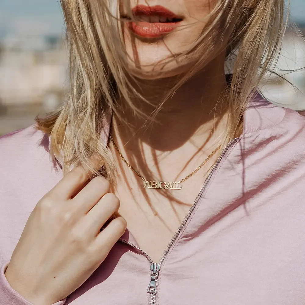 Gold & Silver Personalized Capital Letter Name Necklace - FKJNKLU6177 - Image 2
