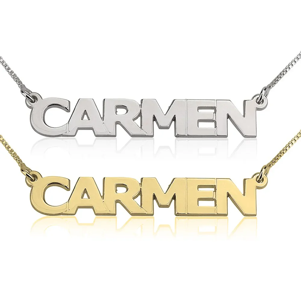 Gold & Silver Personalized Capital Letter Name Necklace - FKJNKLU6177 - Image 6
