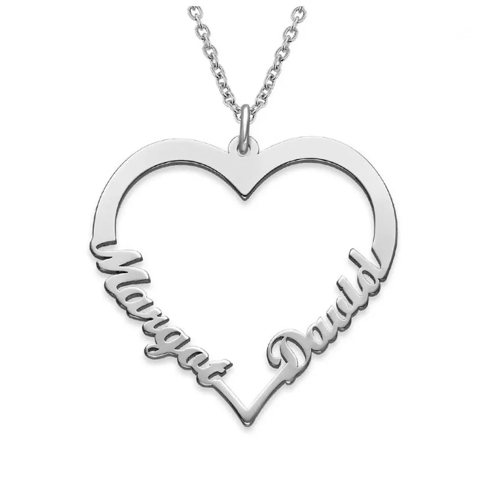 Gold & Silver Personalized Couple Name Heart Necklace - FKJNKLU6154 - Image 4