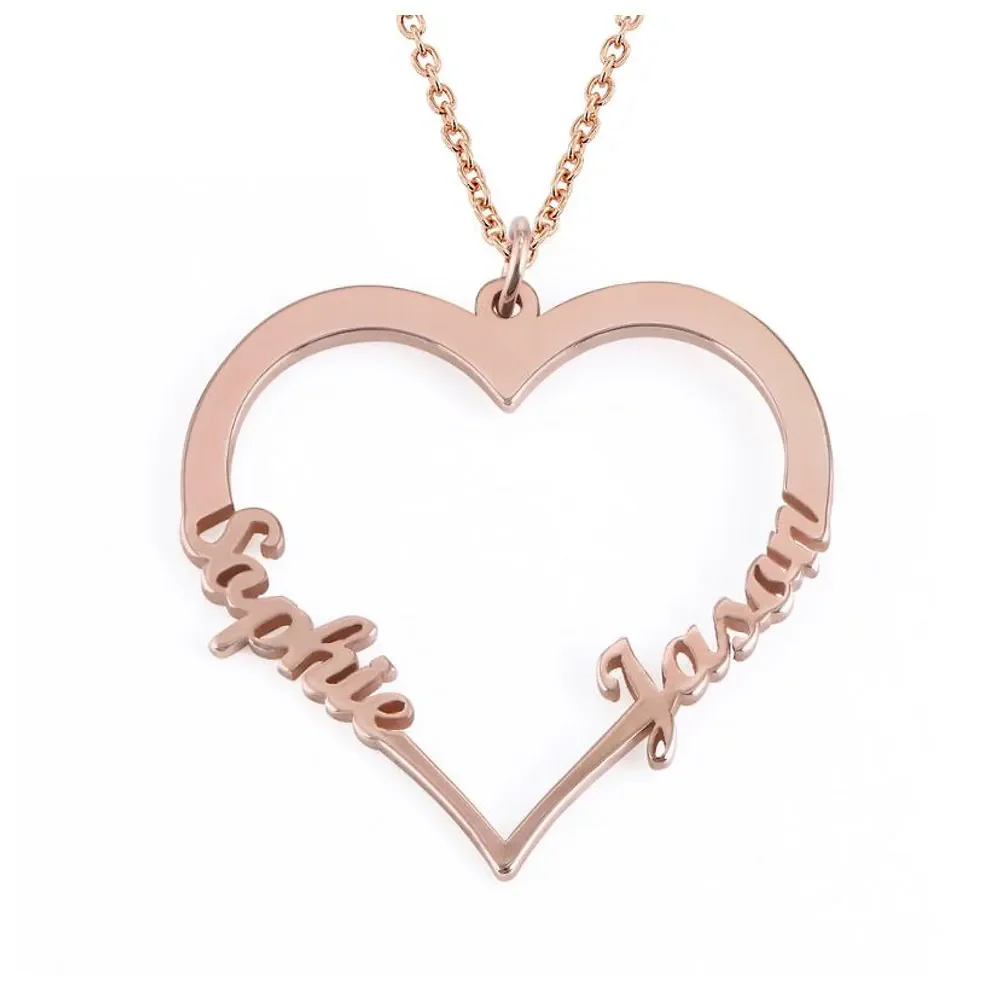 Gold & Silver Personalized Couple Name Heart Necklace - FKJNKLU6154 - Image 5