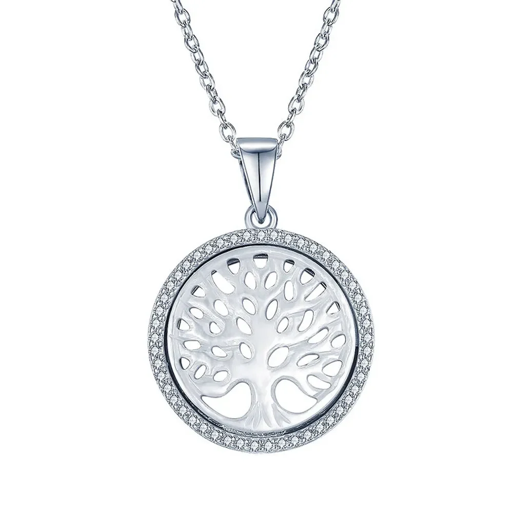 Gold & Silver Personalized Cubic Zirconia Tree of Life Necklace - FKJNKLU6218 - Image 2