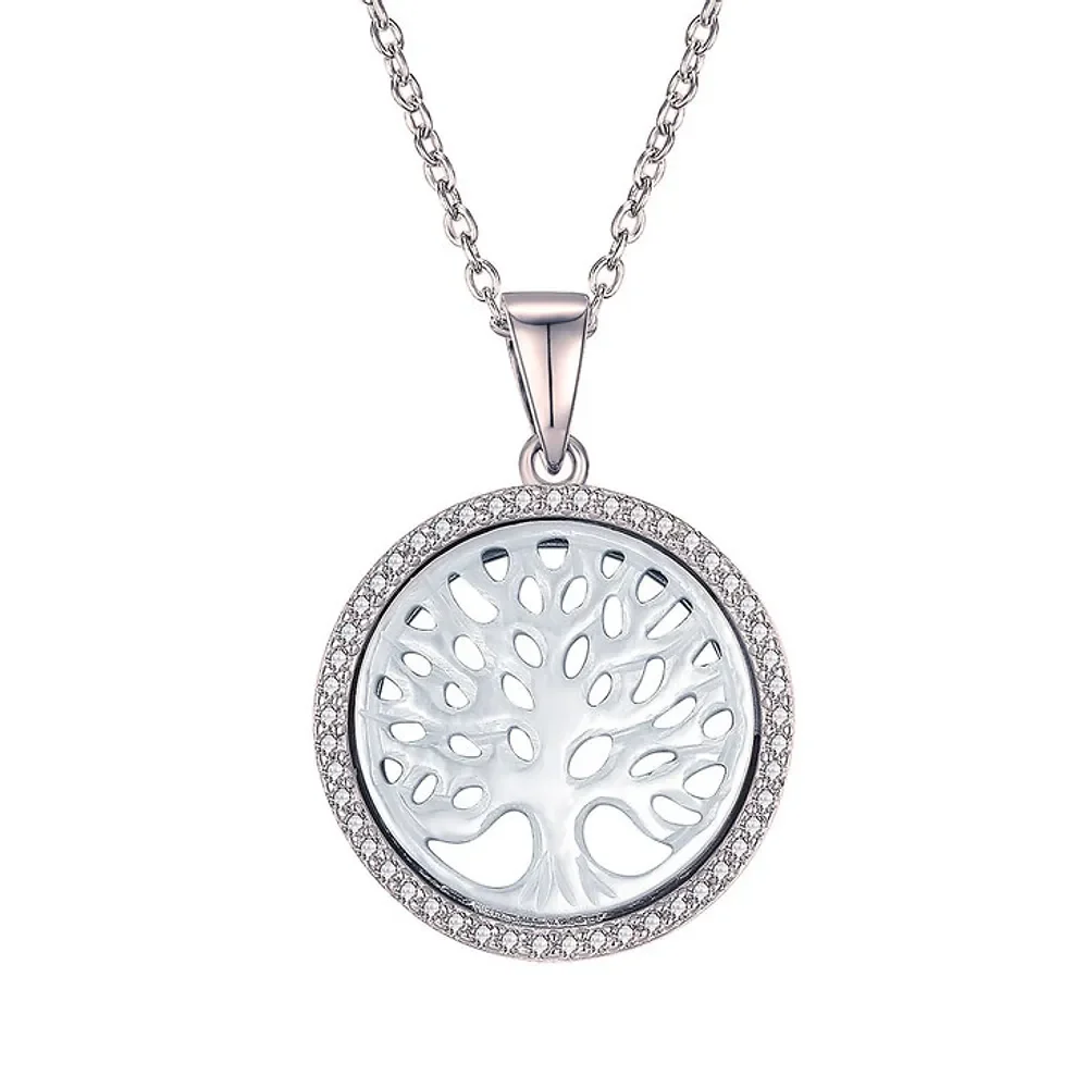 Gold & Silver Personalized Cubic Zirconia Tree of Life Necklace - FKJNKLU6218 - Image 3