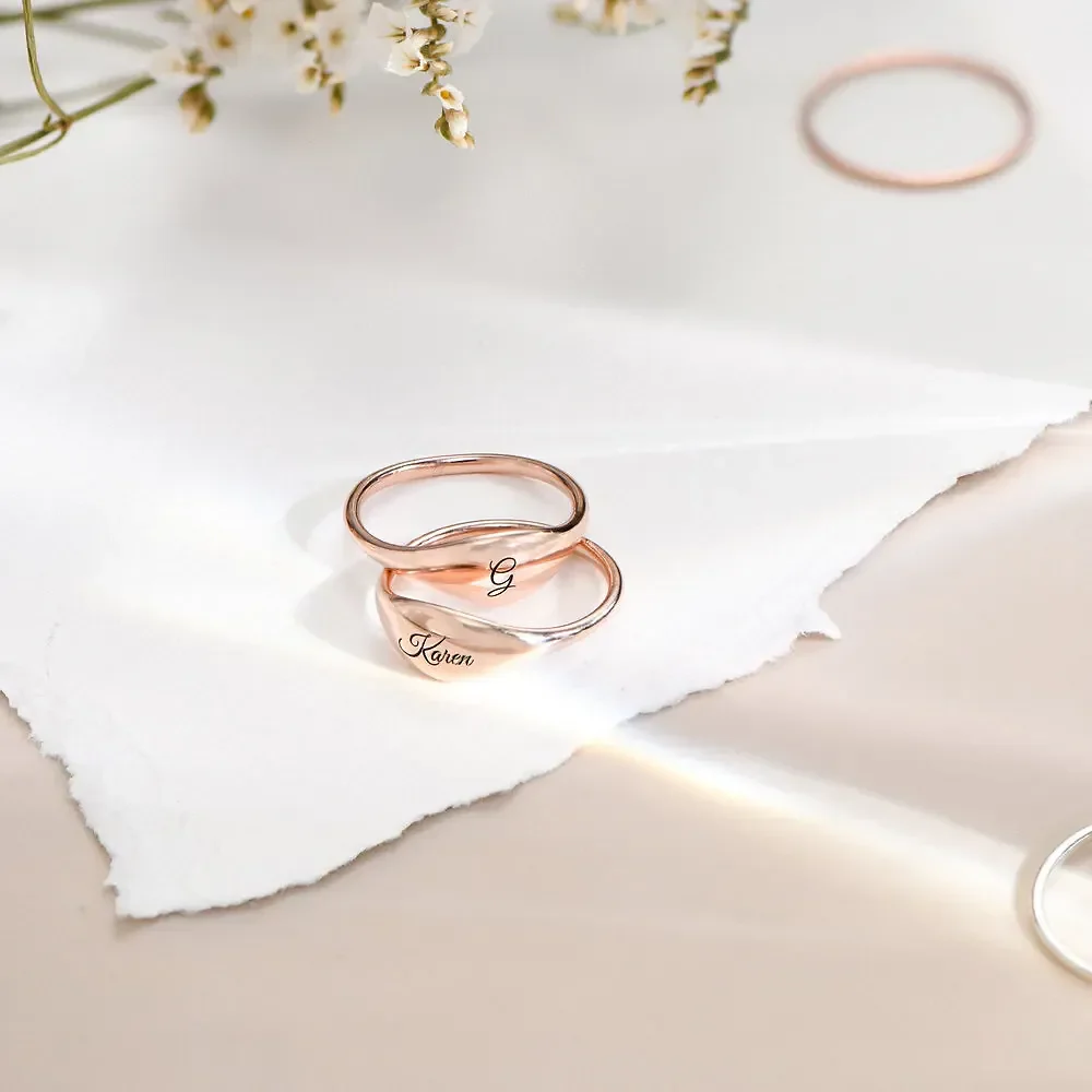 Gold & Silver Personalized Custom Engraved Signet Ring - FKJRNU6223 - Image 10