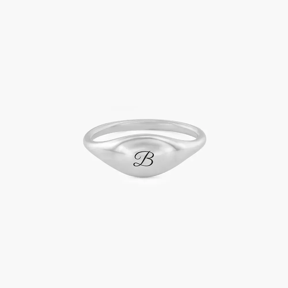 Gold & Silver Personalized Custom Engraved Signet Ring - FKJRNU6223 - Image 3