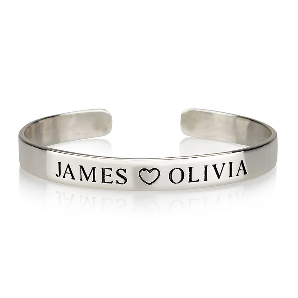 Gold & Silver Personalized Engraved Adjustable Bangle - FKJBNGU6270 - Image 2