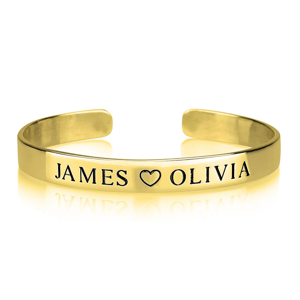Gold & Silver Personalized Engraved Adjustable Bangle - FKJBNGU6270 - Image 4