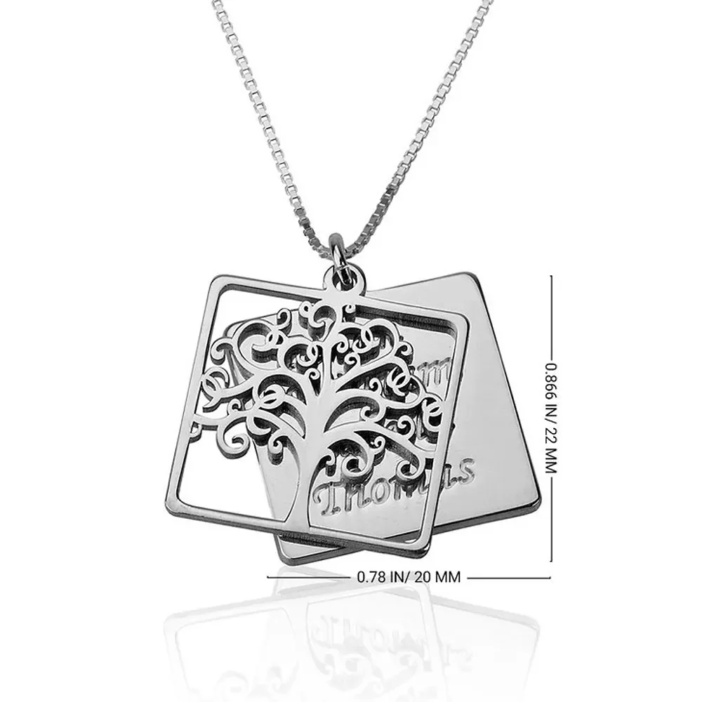 Gold & Silver Personalized Engraved Family Tree Necklace - FKJNKLU6205 - Image 5
